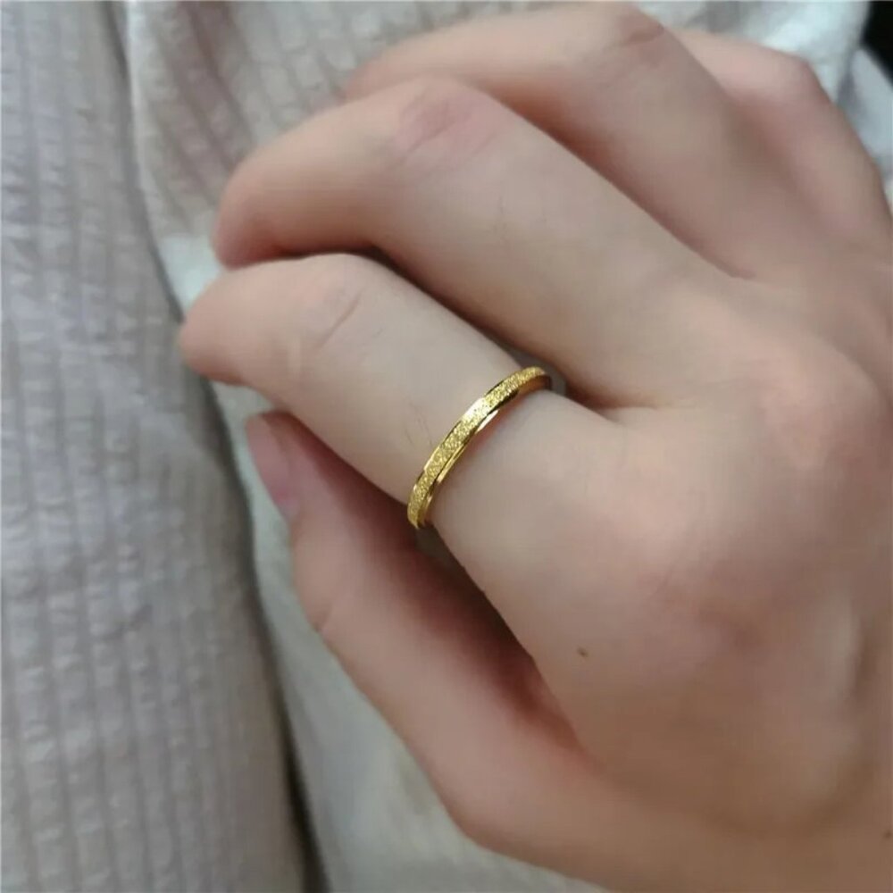 3/$35 18K Gold Plated Textured Band Ring Stainless Steel Minimalist Elegant